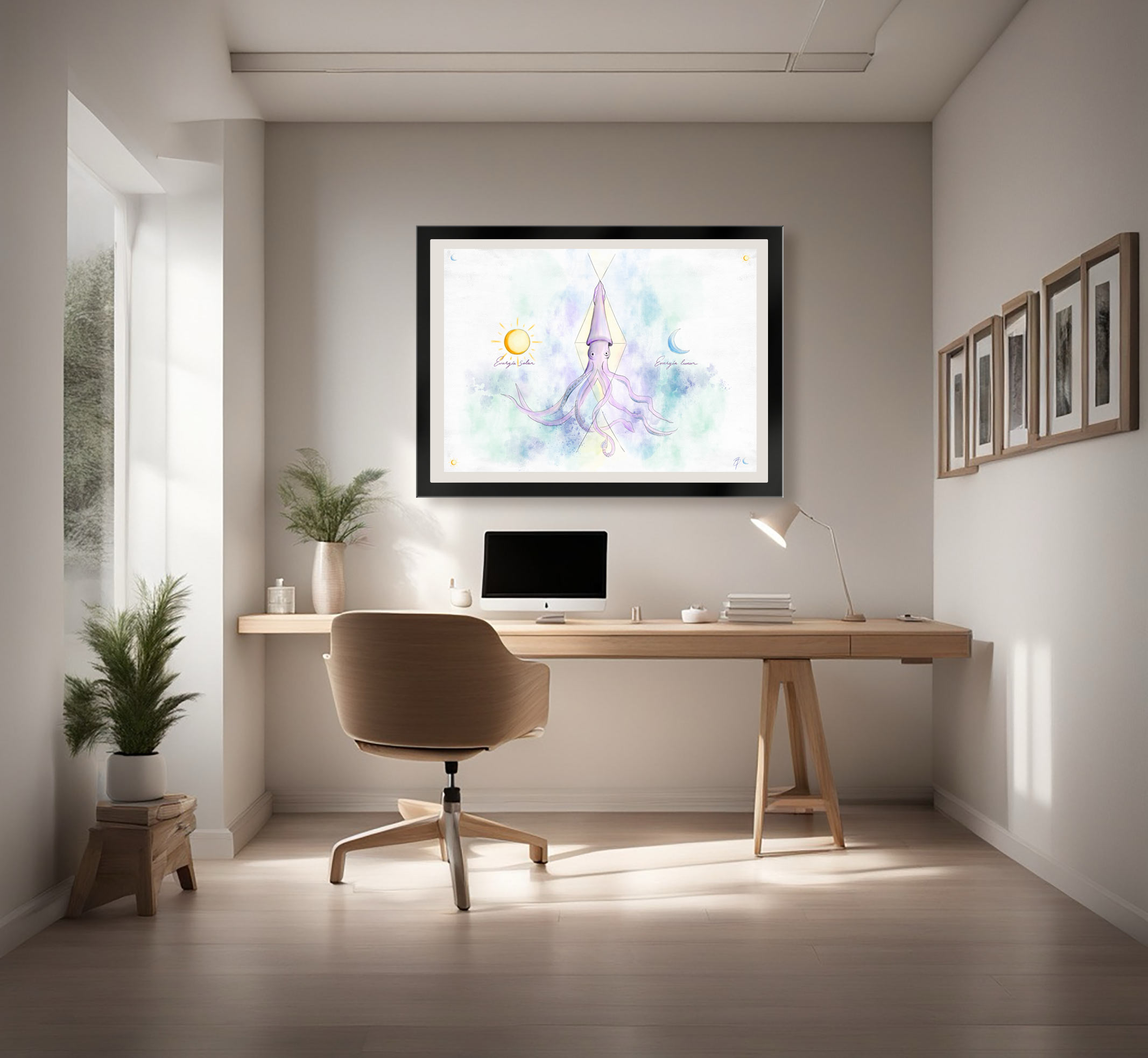 CALAMAEDRO 3 Calamaedro, fine Art Giclée Print displayed in a modern home studio.
