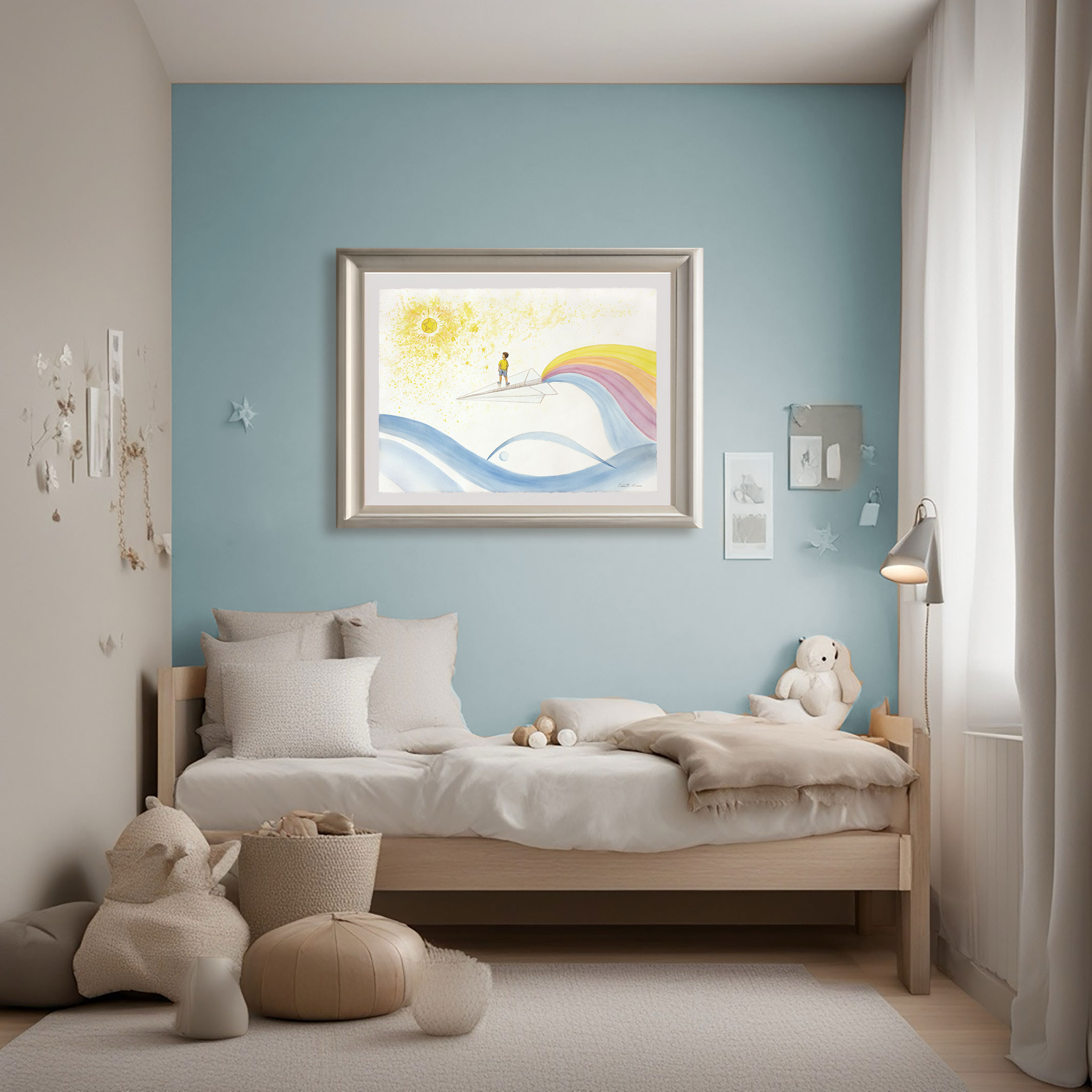 DE REGRESO A CASA 3 De regreso a casa / Back home artwork displayed in modern living room – watercolors on 300 g paper framed