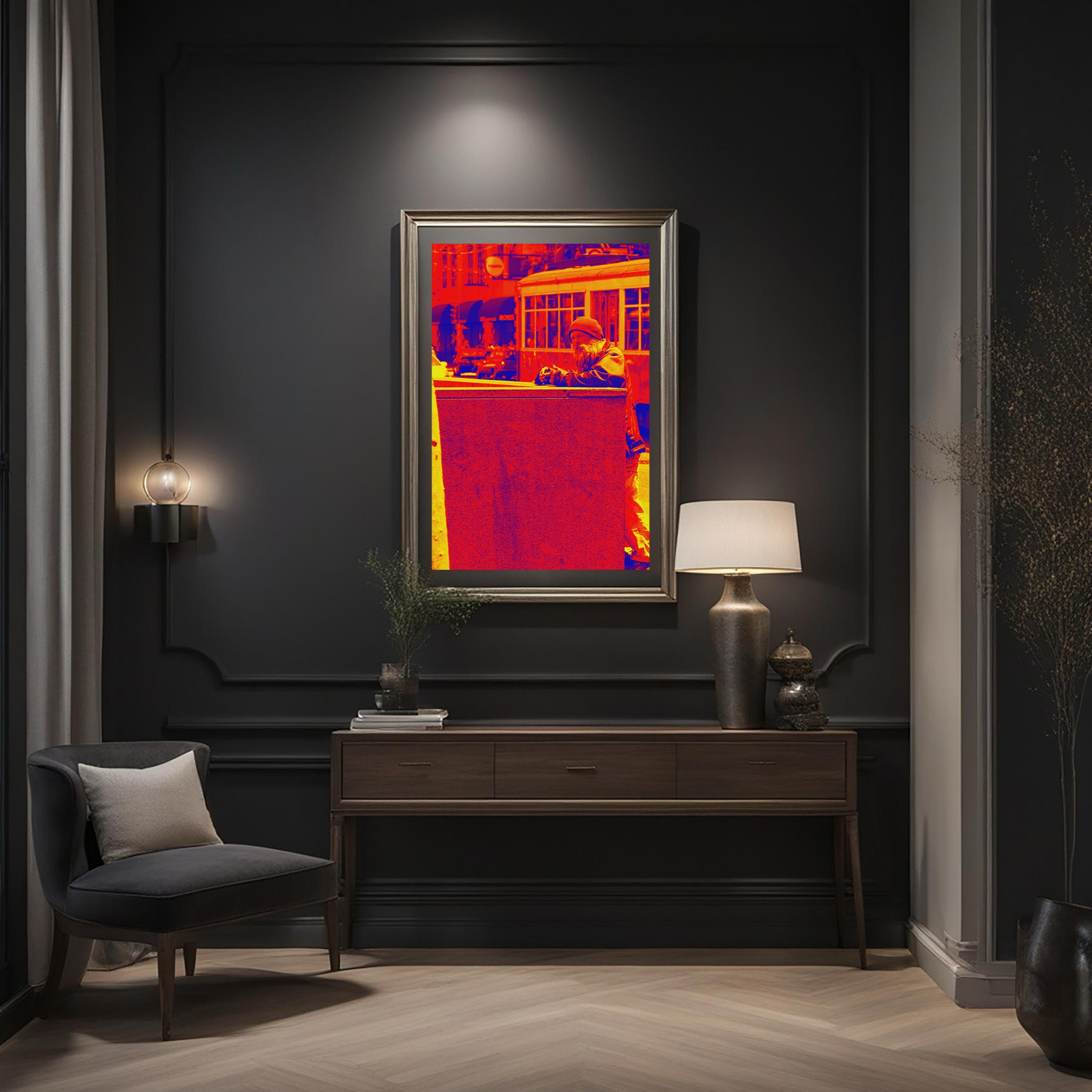 The Traveler – Photo Art Giclée Print with archival quality, displayed in a modern reading room.