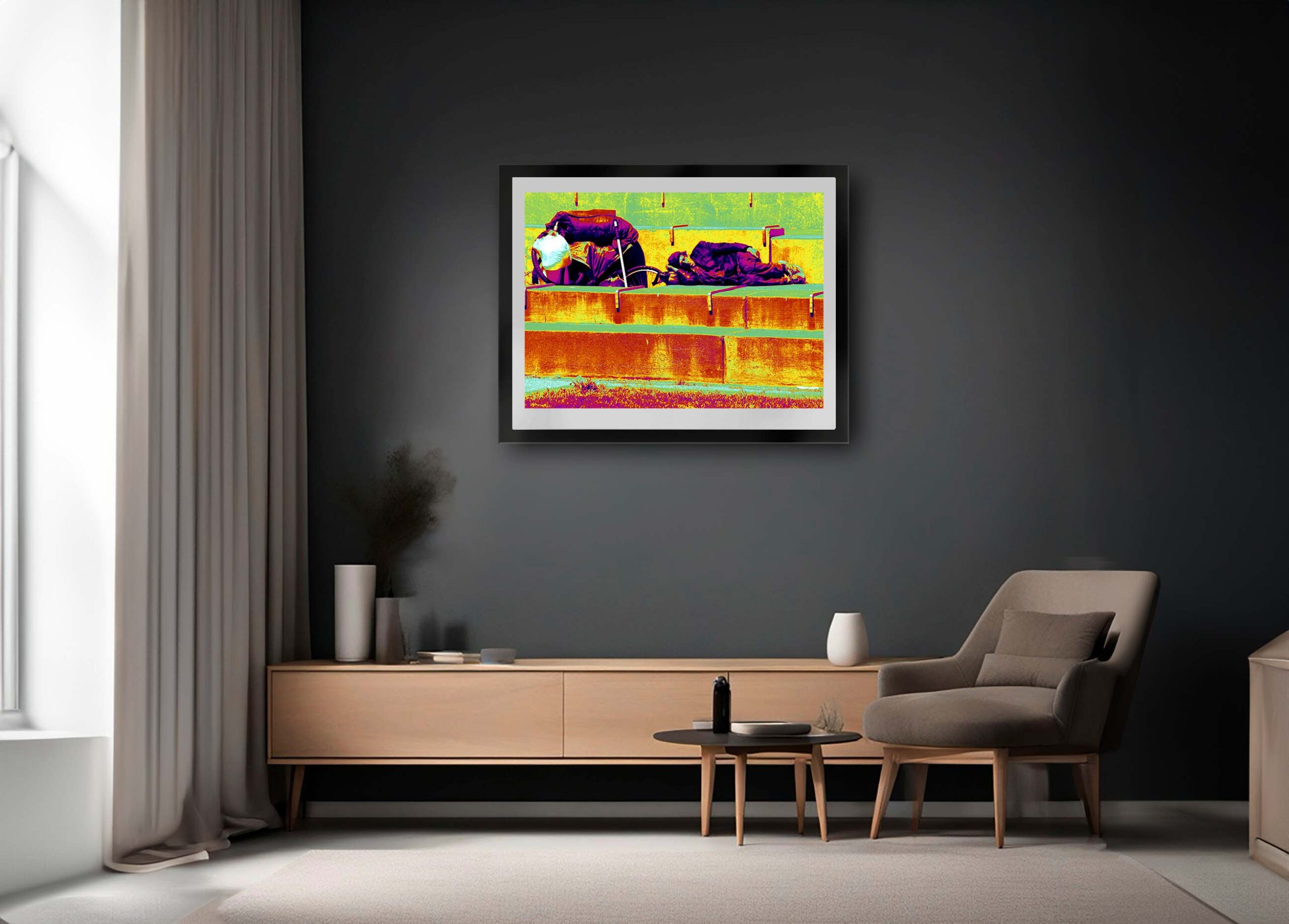 WAITING 3 Waiting – Photo Art Giclée Print with archival quality, displayed in a modern reading room.